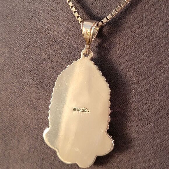 Vintage Sterling Freeform Turquoise & Gemstone Cab Accent Pendant Necklace - Picture 8 of 8